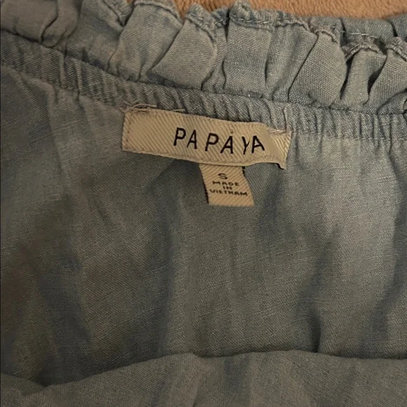 Papaya Denim Blue One-Shoulder Floral Top - Picture 2 of 2